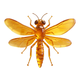 Amber Dragonfly Icon - Golden Fossil Insect Design