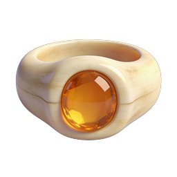 Amber Gemstone Ring with Marble Band - 3D Icon