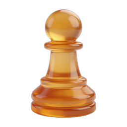 Amber Glass Chess Pawn Icon - 3D Realistic Game Piece