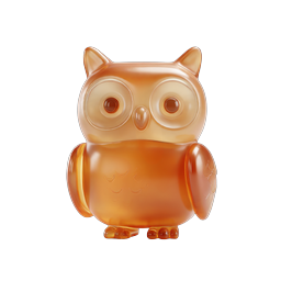 Иконка совы из янтарного стекла - Полупрозрачное 3D животное