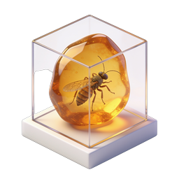 Amber Insect Display Icon - 3D Museum Specimen