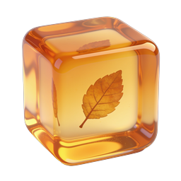 Amber Leaf Cube - Realistic Nature Icon