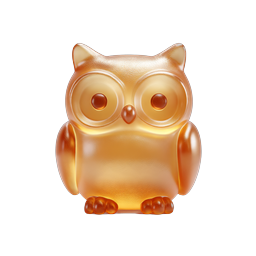 Amber Glass Owl Icon - 3D Realistic Rendering