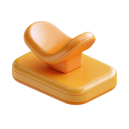 Amber Stamp 3D Icon - Glossy Orange Sculpted Design