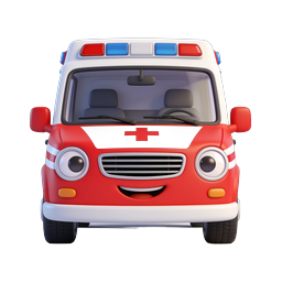 Cartoon 3D Ambulance Icon - Emergency Medical Vehicle