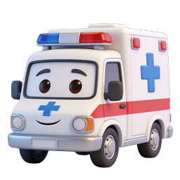 Cute 3D Ambulance Character Icon | Medical Emergency