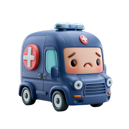 Cute 3D Ambulance Character Icon - Medical Emergency