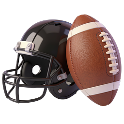 American Football Helmet & Ball Icon - 3D Render