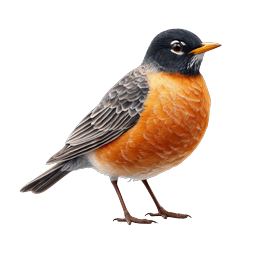 American Robin Bird Icon | Realistic Songbird Illustration