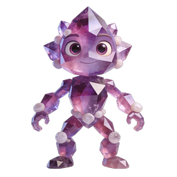 Adorable Amethyst Crystal Character Icon - 3D Gem Golem