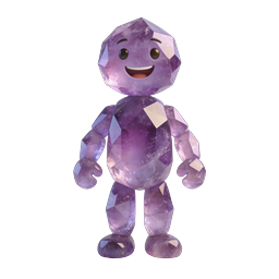 Cute Amethyst Crystal Character 3D Icon | Gemstone Mascot