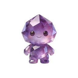 Icône d'application personnage en cristal d'améthyste adorable