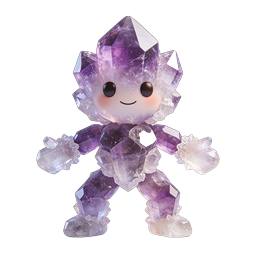 Adorable Amethyst Crystal Character - Kawaii Gemstone Icon