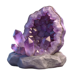Amethyst Crystal Geode 3D Icon | Purple Gemstone Render