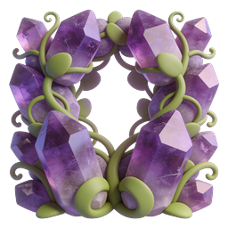 Purple Amethyst Crystal Wreath Icon - Mystical 3D Design