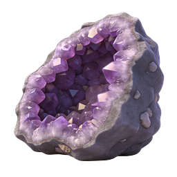 Amethyst Geode Crystal Rock Icon - 3D Realistic