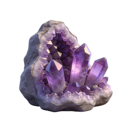 Amethyst Geode Crystal Icon - Realistic 3D Render