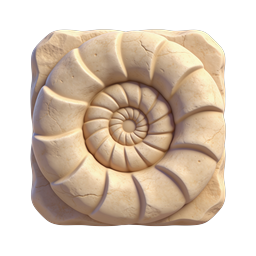 Ammonite Fossil Stone Icon - 3D Spiral Shell Design