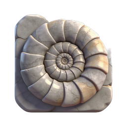 Ammonite Fossil 3D Icon - Realistic Stone Texture