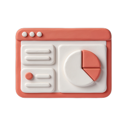 3D Analytics Dashboard Icon with Pie Chart