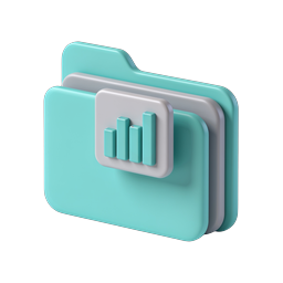 3D Analytics Folder Icon - Business Data Visualization