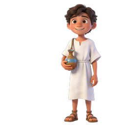 Ragazzo antico con anfora - Icona personaggio 3D