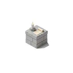 Ancient Stone Desk with Candle and Scroll Icon