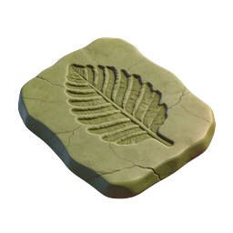Ancient Stone Leaf Fossil Icon | 3D Nature Render