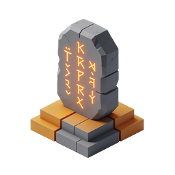 古代ルーンストーン 3D アイコン - 神秘的なファンタジーシンボル