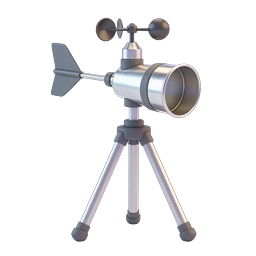 Anemometer Weather Station Icon - 3D Metallic Design