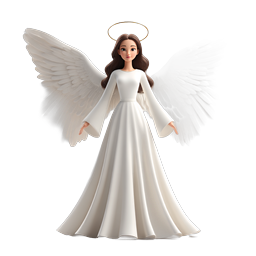 Angel Character Icon with White Wings and Golden Halo