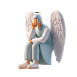 Thoughtful Angel Icon for Spirituality and Wellness Themes