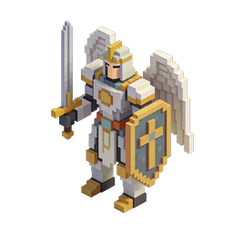 Angel Knight Voxel Isometric Icon - Divine Warrior