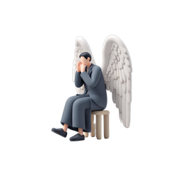 Emotive Angel Sitting Icon for Mental Health Resources