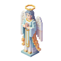 Voxel Angel Icon - 3D Isometric Religious Character