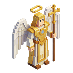 Voxel Angel Warrior with Golden Cross and Halo