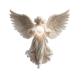 Angel with Glowing Orb 3D Icon - Heavenly Celestial Figure