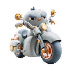 Angry Bird Motorcycle 3D Cartoon Character Icon