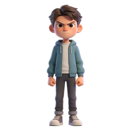 Angry Boy Character Icon - Expressive Cartoon Design