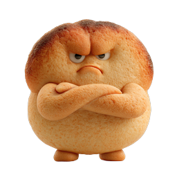 Angry Bread Bun Character 3D Icon