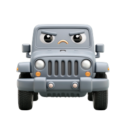 Angry Cartoon SUV Character 3D Icon - Anthropomorphic Jeep