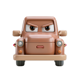 Ícone de Personagem de Carro de Desenho Animado Bravo | Renderizado 3D