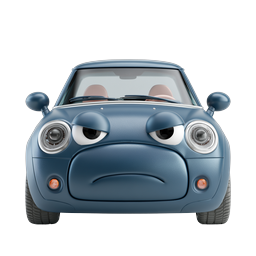 Angry Cartoon Car 3D Icon | Pixar-Style Vehicle