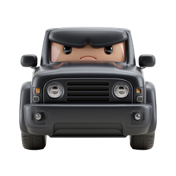 Angry Clay-Style Car Icon - Expressive 3D Vehicle