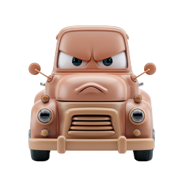 Angry Cartoon Car Character Icon - 3D Rendered