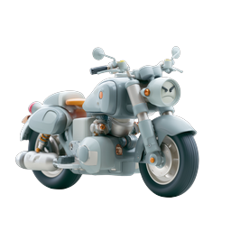 Angry Cartoon Motorcycle 3D Icon with Kawaii Face