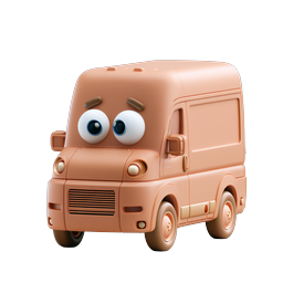 Angry 3D Cartoon Van Clay Style Icon