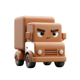 Angry Clay Truck 3D Icon | Cartoon Delivery Vehicle