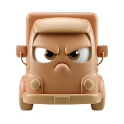Angry Clay Truck 3D Icon - Cartoon Vehicle Mascot