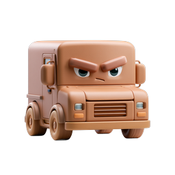 Angry Clay-Style Cartoon Truck Icon | 3D Vehicle Character